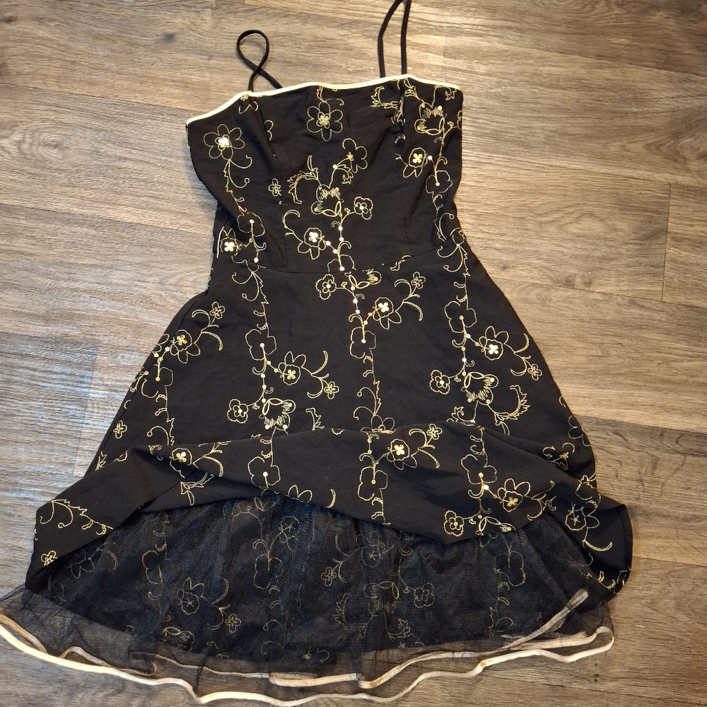 Vintage Y2K Steppin Out Embroidered Sequin Mini Ruffle Dress. - Picture 13 of 14
